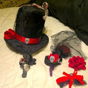 Dia de Los Muertos Halloween Costume hat and hair accessories